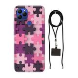 Senada General Mobile Gm 21 İle Uyumlu Kılıf Puzzle Desenli Silikon İpli Boyun Askı Aparatı