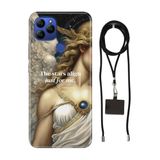 Senada General Mobile Gm 21 İle Uyumlu Kılıf Stars Desenli Silikon İpli Boyun Askı Aparatı