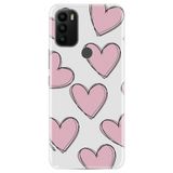 Senada General Mobile Gm 21 Plus İle Uyumlu Kılıf 0.4Mm Lazer Kesim Silikon Kapak Pembe Çizgili Kalpler