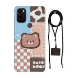Senada General Mobile Gm 21 Plus İle Uyumlu Kılıf Ayıcık Desenli Silikon İpli Boyun Askı Aparatı