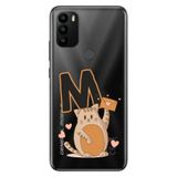 Senada General Mobile GM 21 Plus ile Uyumlu Kılıf Resimli Desenli Silikon Kedili M Harfi