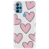 Senada General Mobile Gm 21 Pro İle Uyumlu Kılıf 0.4Mm Lazer Kesim Silikon Kapak Pembe Çizgili Kalpler