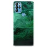 Senada General Mobile Gm 21 Pro İle Uyumlu Kılıf 0.4Mm Lazer Kesim Silikon Kapak Yeşil Çizim Mermer