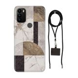 Senada General Mobile Gm 21 Pro İle Uyumlu Kılıf Colo Mermer Desenli Silikon İpli Boyun Askı Aparatı