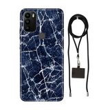 Senada General Mobile Gm 21 Pro İle Uyumlu Kılıf Dark Blue Desenli Silikon İpli Boyun Askı Aparatı