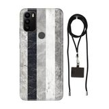 Senada General Mobile Gm 21 Pro İle Uyumlu Kılıf Lounge Mermer Desenli Silikon İpli Boyun Askı Aparatı