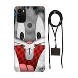 Senada General Mobile Gm 21 Pro İle Uyumlu Kılıf Lv Bugsbunny Desenli Silikon İpli Boyun Askı Aparatı