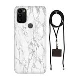 Senada General Mobile Gm 21 Pro İle Uyumlu Kılıf Mono Mermer Desenli Silikon İpli Boyun Askı Aparatı
