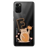 Senada General Mobile GM 21 Pro ile Uyumlu Kılıf Resimli Desenli Silikon Kedili F Harfi