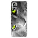 Senada General Mobile Gm 21 Pro İle Uyumlu Kılıf Silikon Desenli Tam Koruma Resimli Sarı Göz Kedi