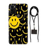 Senada General Mobile Gm 21 Pro İle Uyumlu Kılıf Smile Yellow Desenli Silikon İpli Boyun Askı Aparatı