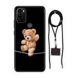 Senada General Mobile Gm 21 Pro İle Uyumlu Kılıf Teddybear Cambaz Desenli Silikon İpli Boyun Askı Aparatı