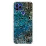 Senada General Mobile Gm 21 Uyumlu İle Uyumlu Kılıf 0.4Mm Lazer Kesim Silikon Kapak Mavi Mermer