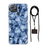 Senada General Mobile Gm 22 Plus İle Uyumlu Kılıf Blue Crystal Desenli Silikon İpli Boyun Askı Aparatı
