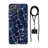 Senada General Mobile Gm 22 Plus İle Uyumlu Kılıf Dark Blue Desenli Silikon İpli Boyun Askı Aparatı