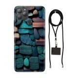 Senada General Mobile Gm 22 Plus İle Uyumlu Kılıf Dekor Taşlar Desenli Silikon İpli Boyun Askı Aparatı
