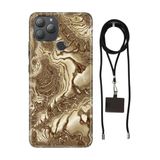 Senada General Mobile Gm 22 Plus İle Uyumlu Kılıf Golden Hill Desenli Silikon İpli Boyun Askı Aparatı