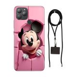 Senada General Mobile Gm 22 Plus İle Uyumlu Kılıf Mickeyyyyy Desenli Silikon İpli Boyun Askı Aparatı