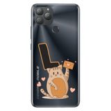 Senada General Mobile GM 22 Plus ile Uyumlu Kılıf Resimli Desenli Silikon Kedili L Harfi