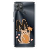 Senada General Mobile GM 22 Plus ile Uyumlu Kılıf Resimli Desenli Silikon Kedili M Harfi