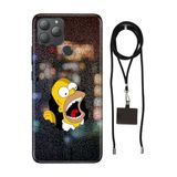 Senada General Mobile Gm 22 Plus İle Uyumlu Kılıf Simpsonkarakter Collage Desenli Silikon İpli Boyun Askı Aparatı