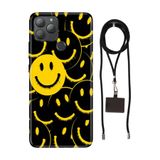 Senada General Mobile Gm 22 Plus İle Uyumlu Kılıf Smile Yellow Desenli Silikon İpli Boyun Askı Aparatı