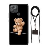 Senada General Mobile Gm 22 Plus İle Uyumlu Kılıf Teddybear Cambaz Desenli Silikon İpli Boyun Askı Aparatı