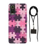 Senada General Mobile Gm 22 Pro İle Uyumlu Kılıf Puzzle Desenli Silikon İpli Boyun Askı Aparatı