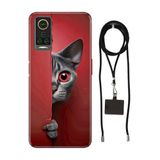 Senada General Mobile Gm 22 Pro İle Uyumlu Kılıf Red Cat Desenli Silikon İpli Boyun Askı Aparatı