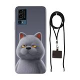 Senada General Mobile Gm 23 Se İle Uyumlu Kılıf Uykulu Kedi Desenli Silikon İpli Boyun Askı Aparatı
