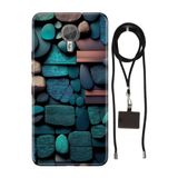 Senada General Mobile Gm 5 Plus İle Uyumlu Kılıf Dekor Taşlar Silikon İpli Boyun Askı Aparatlı