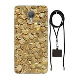 Senada General Mobile Gm 5 Plus İle Uyumlu Kılıf Gold Yaprak Silikon İpli Boyun Askı Aparatlı