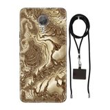 Senada General Mobile Gm 5 Plus İle Uyumlu Kılıf Golden Hill Silikon İpli Boyun Askı Aparatlı