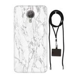 Senada General Mobile Gm 5 Plus İle Uyumlu Kılıf Mono Mermer Silikon İpli Boyun Askı Aparatlı