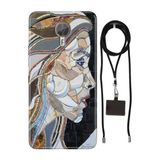 Senada General Mobile Gm 5 Plus İle Uyumlu Kılıf Mozaic Kadın Silikon İpli Boyun Askı Aparatlı