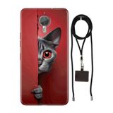 Senada General Mobile Gm 5 Plus İle Uyumlu Kılıf Red Cat Silikon İpli Boyun Askı Aparatlı