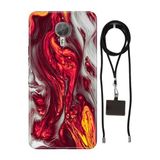 Senada General Mobile Gm 5 Plus İle Uyumlu Kılıf Red Marbles Silikon İpli Boyun Askı Aparatlı