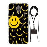 Senada General Mobile Gm 5 Plus İle Uyumlu Kılıf Smile Yellow Silikon İpli Boyun Askı Aparatlı