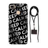 Senada General Mobile Gm 8 Go İle Uyumlu Kılıf Keep Calm Desenli Silikon İpli Boyun Askı Aparatı