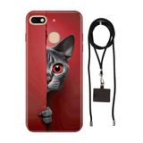 Senada General Mobile Gm 8 Go İle Uyumlu Kılıf Red Cat Temalı Silikon İpli Boyun Askı Aparatı