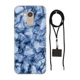 Senada General Mobile Gm 8 İle Uyumlu Kılıf Blue Crystal Desenli Silikon İpli Boyun Askı Aparatı