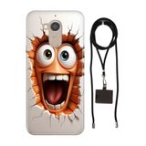 Senada General Mobile Gm 8 İle Uyumlu Kılıf Funny Desenli Silikon İpli Boyun Askı Aparatı