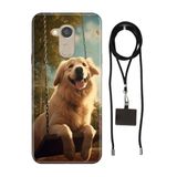 Senada General Mobile Gm 8 İle Uyumlu Kılıf Golden Desenli Silikon İpli Boyun Askı Aparatı