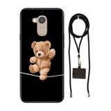 Senada General Mobile Gm 8 İle Uyumlu Kılıf Teddybear Cambaz Desenli Silikon İpli Boyun Askı Aparatı