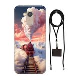 Senada General Mobile Gm 8 İle Uyumlu Kılıf Tren Desenli Silikon İpli Boyun Askı Aparatı
