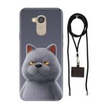 Senada General Mobile Gm 8 İle Uyumlu Kılıf Uykulu Kedi Temalı Silikon İpli Boyun Askı Aparatı
