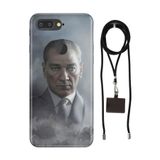 Senada General Mobile Gm 9 Pro İle Uyumlu Kılıf Atatürk 1938 Desenli Silikon İpli Boyun Askı Aparatı