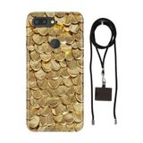 Senada General Mobile Gm 9 Pro İle Uyumlu Kılıf Gold Yaprak Desenli Silikon İpli Boyun Askı Aparatı