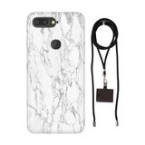 Senada General Mobile Gm 9 Pro İle Uyumlu Kılıf Mono Mermer Desenli Silikon İpli Boyun Askı Aparatı