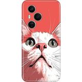 Senada Honor 400 Pro Kılıf Desenli Baskılı Tpu Rubber Kapak Beyaz Kedi - 001-Renkli